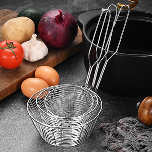 أدوات مطبخ متعددة الوظائف من الفولاذ المقاوم للصدأ-سلال قلي شبكية سلكية-مصفاة ومكافي معلقة على الحائط - Product Image 5