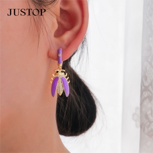 Joyería de Circonita Cúbica al por Mayor, Moderna, Resistente al Deslustre y al Agua, Chapada en Oro de 18k, Aretes Colgantes de Latón con Incrustaciones de Circonita, Unisex - Product Image 3