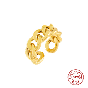 Nuevo Producto QLEESI, Anillo de Cadena Cubana de Plata de Ley 925 Chapado en Oro de 18K para Mujer - Product Image 3