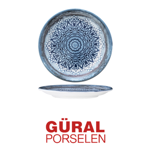 Assiette à dessert Gural Blue Voyage, impression numérique, nouvelle porcelaine fine, 21 cm, fournitures de restaurant, vaisselle de traiteur, vente en gros - Product Image 4