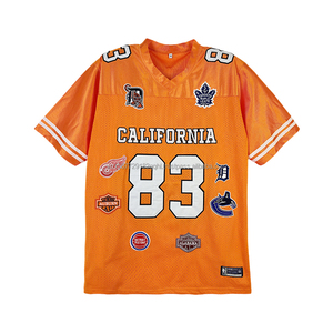 ODM Wholesale Custom Team Logo Retro Football Jersey Mesh Shiny Fabric <b>Patchwork</b> Heavy Embroidery Streetwear Jersey GameDay Wear - Product Image 5