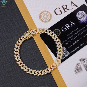 Yy Single Row 925 Sterling <b>Silver</b> VVS Moissanite Diamond Cuban Link Chain <b>Bracelet</b> Iced Out Mossanite Jewelry <b>for</b> Men Women - Product Image 3