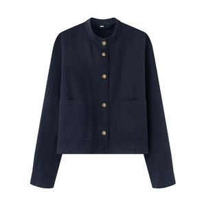 สินค้ามาใหม่ประจำฤดูใบไม้ร่วง เสื้อผ้าสตรีแนวสตรีทแฟชั่น คอตั้ง ผ้าเดนิม - Product Image 2