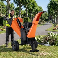 Broyeur de bois à essence NEXAGROT GS120 15HP, capacité de 120 mm, broyeur de branches d'arbre, allumage à clé, roues pneumatiques tout-terrain