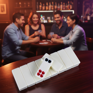 Jeu de dominos chinois (Tuiles Pai Gow) 32 pièces |   Jeu chinois classique pour la famille et les fêtes |   Points rouges/noirs, dos vert antidérapant - Product Image 5