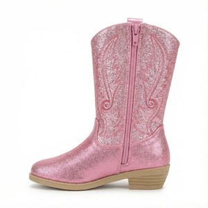 <span class=keywords><strong>Stivali</strong></span> da <span class=keywords><strong>Cowboy</strong></span> Rosa Glitterati per Ragazze, Stile Western a Metà Polpaccio con Cerniera Laterale, Calzature per Feste e Travestimenti - Product Image 4