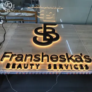 Panneau de signalisation d'entreprise 3D avec logo pour bureau, intérieur et extérieur, rétro-éclairé