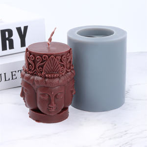 <span class=keywords><strong>Moule</strong></span> à bougie en silicone fait main pour sculpture de Bouddha, Dieu <span class=keywords><strong>oriental</strong></span> Guanyin Tathagata, design Bouddha à quatre visages, moules en résine et plâtre pour pilier - Product Image 4