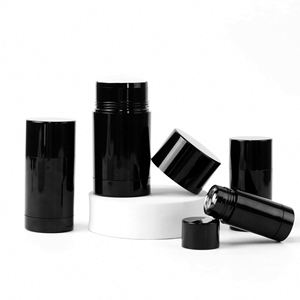 Tube de déodorant rotatif en plastique sérigraphié, 15ml 30ml 50ml 75g, noir et blanc, pour contenant vide de stick déodorant - Product Image 1