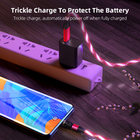 Harga grosir pabrik Logo kustom tipe-c Micro Android pengisian daya Cepat magnetik 3 dalam 1 lampu mengalir Multi warna kabel Data USB