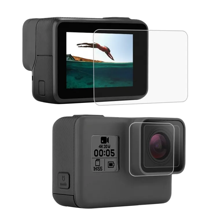 Venda quente Protetor de tela para GoPro Hero7 Lens HD + LCD filme de vidro temperado preto