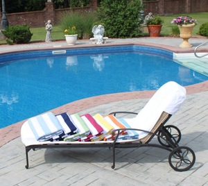 Premium Ring Gesponnen 100% Katoenen Badstof Strandlaken Chaise Lounge Hoes - Product Image 3