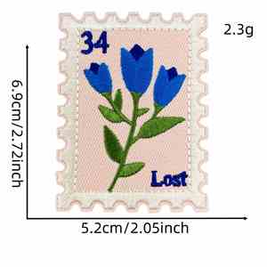 Nouvelle broderie thermocollante, motif floral rétro de dessin animé, patch carré pour vêtements et accessoires - Product Image 5