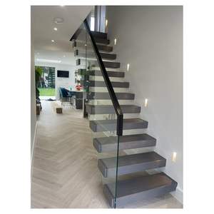 Prima, Villa moderna personalizada, escaleras rectas para interiores, <span class=keywords><strong>escalera</strong></span> de <span class=keywords><strong>madera</strong></span> <span class=keywords><strong>suspendida</strong></span> duradera con barandilla de vidrio para apartamentos, hoteles, <span class=keywords><strong>escalera</strong></span> - Product Image 5