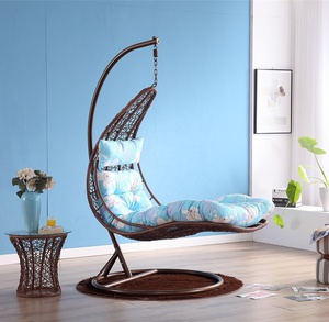 Fauteuil Suspendu Moderne en Rotin pour Jardin, Chaise Longue en PE et Métal pour Patio, Cour, Chambre, Hôtel, Parc - Product Image 2