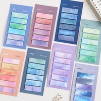 Blocs-notes adhésifs dégradés colorés, mémos mignons autocollants en PET, marque-pages pour l'école et le bureau