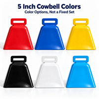 Cloche de supporter personnalisée de 5 pouces en fer avec logo et cordon imprimé UV, couleur personnalisée, revêtement poudré, pour événements de course de marathon