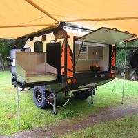 Mini caravane de luxe personnalisée camping-car fabriqué en usine avec grande fenêtre tout-terrain pour les aventures en plein air pour camion camping voyage