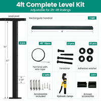 Schwarzes Kabelgeländer-Set 2-4ft Oberflächenmontage Vorgekrimptes Edelstahl-Drahtseil-System für Terrasse und Balkon Komplettset