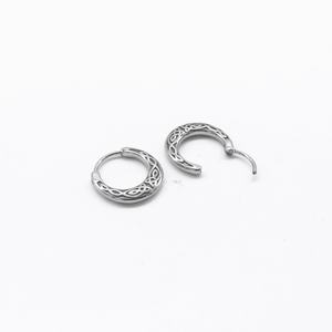 Pendientes de Aro para Hombre, Acero Inoxidable 316L, Hipoalergénicos, con Nudo Celta Grabado, Estilo Vintage Vikingo Punk Gótico, para Regalo - Product Image 3