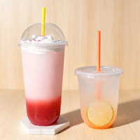 Gobelets en plastique PET 16oz, gobelets à dessert, gobelets à glace, gobelets en plastique en forme de U avec couvercle, contenants en plastique avec couvercles