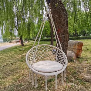 मैक्रेम स्विंग अंडे की कुर्सी-एकल सीटर हैमक प्राकृतिक कपास रस्सी के साथ - Product Image 5