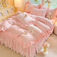 Ensemble de literie quatre pièces en velours de lait Winter Princess - Housse de couette en flanelle ultra douce et chaude avec rembourrage en polyester, 400TC