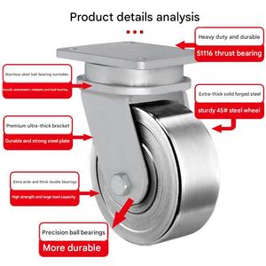 Heavy-duty casters 4-5 ton casters ultra-high load-bearing machinery and equipment MC nylon steel core PU forged steel caster - Product Image 3