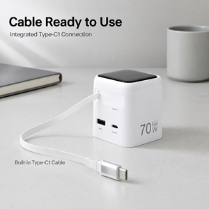 <span class=keywords><strong>Chargeur</strong></span> <span class=keywords><strong>rapide</strong></span> USB-C PD 65 Watts avec câble rétractable, prise US, charge <span class=keywords><strong>rapide</strong></span>, ignifuge, type C - Product Image 2