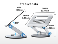360 °   Support d'ordinateur portable rotatif, réglable et pliable en aluminium et plastique, avec refroidissement, support portable pour ordinateur portable
