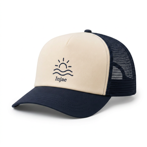 Casquette Trucker en Mousse Brodé Personnalisé Vente en Gros, Bleu Marine, Maille Haute Qualité, Profil Élevé, 5 Panneaux, Visière Courbée, Unisexe - Product Image 3