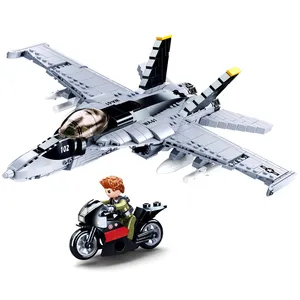 Sluban Building Blocks M38-B0928 F/A-18E Super War Fighter 682PCS Army Plane Model Bricks Construction Kit Army Toys for Kids