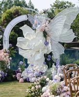 Installations artistiques extérieures et fleurs de mariage, grande décoration florale artificielle en papier blanc pour mariage extérieur