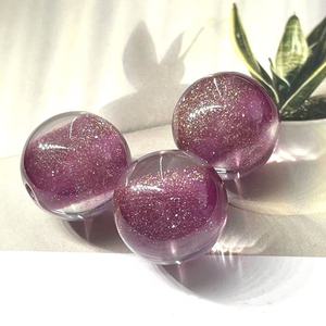 Resin Round <b>Beads</b> 16mm Dark Purple Olive Fine Glitter UV Coating Scattered <b>Beads</b> For DIY Jewelry Mobile Phone Chain - Product Image 1