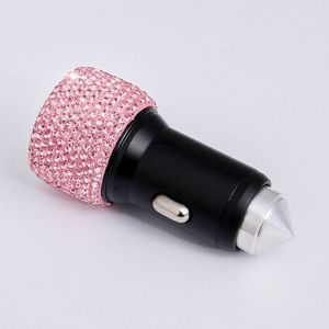 Martillo de Seguridad con Cargador de Teléfono para Auto, con Cristales de Imitación Brillantes, Aleación de Aluminio QC2.0, 5V/1A, 2 Puertos USB - Product Image 4
