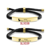 Go Party Bracelet en acier inoxydable tressé multicolore avec corde tressée personnalisé Chaîne tissée 12 bracelets du zodiaque pour femmes hommes