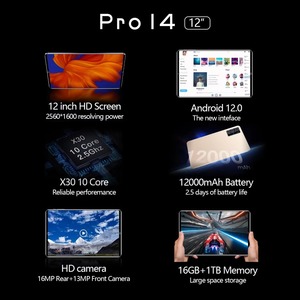 Cao Cấu Hình Mới 10.1 Inch 14 Pro Android Máy Tính Bảng Wifi Android 12 <span class=keywords><strong>Dual</strong></span> Sim Gọi 16 + 1Tb IPS Giáo Dục Chơi Game Máy Tính Bảng PC - Product Image 3