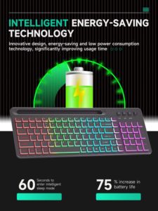 Rechargeable Type C RGB Backlit 2.4G BT Dual Mode Compact Membrane <strong>Keyboard</strong> Klavye for Desktops Laptops Phone and ipad - Product Image 4