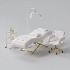 Top Selling Beauty Salon Furniture Full Black Lash Bed Sets Modern Beauty Shop Salon Eyebrow Bed With Trolley and <b>Stool</b> - Product Image 4