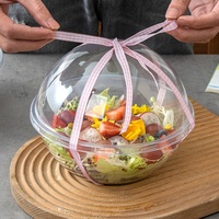 Bol à salade en PET transparent, profond et rond, en plastique de qualité alimentaire, jetable, pour mousse, gâteau, dessert, salade de fruits, emballage à emporter