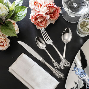 Ensemble de couverts modernes de luxe en acier inoxydable argenté, manche ajouré sculpté, finition miroir, cuillère et fourchette, pour fêtes, mariages, cadeaux d'affaires - Product Image 3