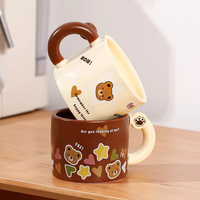 Mug en céramique mignon en forme d'ours, compatible micro-ondes, pour la maison, le bureau, utilisation quotidienne, compatible lave-vaisselle, tasse à café/eau pour couple