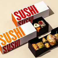 Caja de Embalaje Biodegradable para Sushi y Hamburguesas con Logotipo Personalizado, Caja de Embalaje Reciclable para Llevar, Caja de Entrega con Logotipo Negro y Rosa