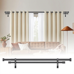 <span class=keywords><strong>Tringle</strong></span> à rideaux double réglable DaiRui, robuste, en métal noir mat, avec supports pour rideaux occultants, 18-144 pouces - Product Image 5