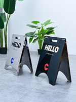 Panneau publicitaire vertical autoportant en acier inoxydable miroir, type A, personnalisable, plusieurs tailles disponibles