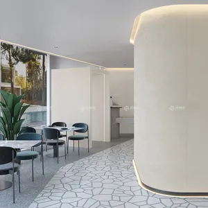 Kantor restoran mal belanja desain interior fleksibel warna-warni GMT panel dinding serat bambu