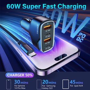 ที่ชาร์จในรถยนต์โลหะ 3.1A USB+PD อลูมิเนียมอัลลอยด์ ที่ชาร์จโทรศัพท์ในรถยนต์ ขายส่ง - Product Image 2