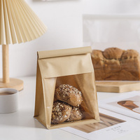 Sacs d'emballage pour biscuits en papier kraft brun à fond carré, conçus sur mesure, avec fenêtre et fonction anti-humidité