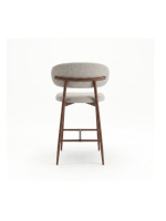 Tabouret de bar moderne rembourré avec structure en bois, chaise de comptoir en tissu crème pour îlot de cuisine et bar à domicile