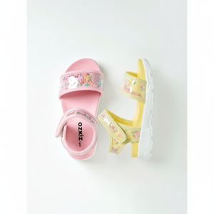 Sandales plates d'été coréennes OZKIZ pour enfants de 2 à 7 ans, styles tendance pour filles, à bout ouvert, respirantes, motif floral, vente en gros, mode enfantine - Product Image 2